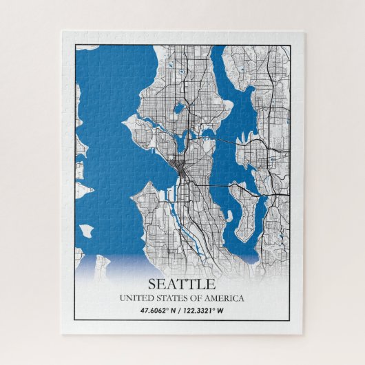 Seattle Washington USA Travel City Map Legpuzzel (Verticaal)