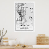 Seattle Washington USA Travel City Map Poster (Keuken)