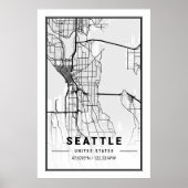 Seattle Washington USA Travel City Map Poster (Voorkant)