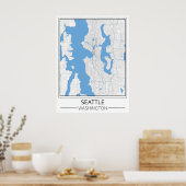 Seattle Washington USA Travel City Map Poster (Keuken)