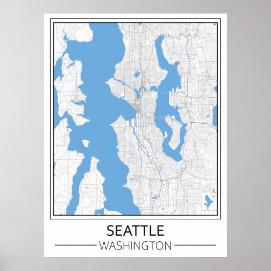 Seattle Washington USA Travel City Map Poster (Voorkant)