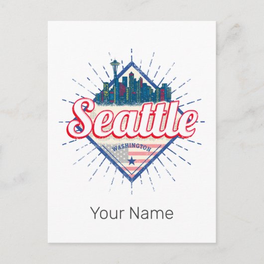 Seattle Washington Verenigde Staten City Skyline V Feestdagenkaart (Voorkant)