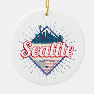 Seattle Washington Verenigde Staten City Skyline V Keramisch Ornament