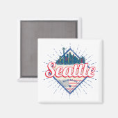 Seattle Washington Verenigde Staten City Skyline V Magneet (Voorkant / Achterkant)