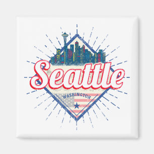 Seattle Washington Verenigde Staten City Skyline V Magneet