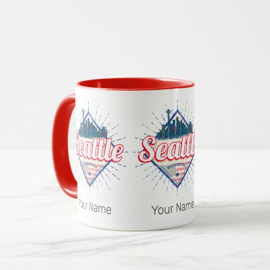 Seattle Washington Verenigde Staten City Skyline V Mok (Voorkant links)