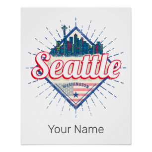 Seattle Washington Verenigde Staten City Skyline V Perfect Poster