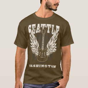 Seattle Washington verontruste gitaar Angel Wings T-shirt