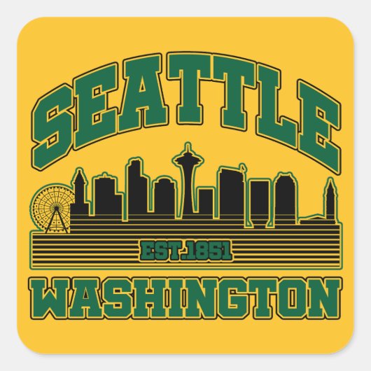 Seattle, Washington Vierkante Sticker (Voorkant)