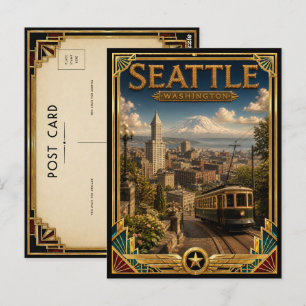 Seattle Washington Vintage Art Deco Gouden Tijdper Briefkaart