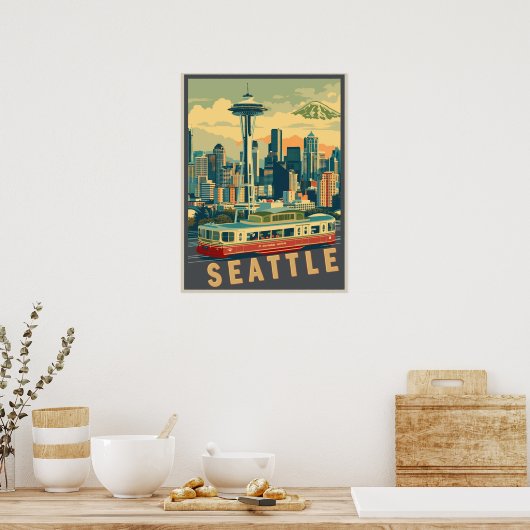 Seattle, Washington Vintage Poster (Keuken)