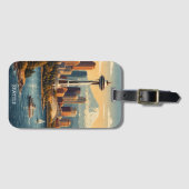 Seattle, Washington Vintage Reis Skyline Bagagelabel (Voorkant (horizontaal))