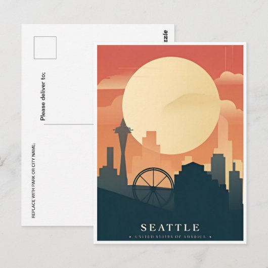 Seattle Washington Vintage Travel America Briefkaart (Voorkant / Achterkant)