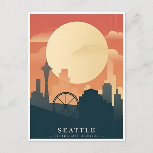 Seattle Washington Vintage Travel America Briefkaart (Voorkant)