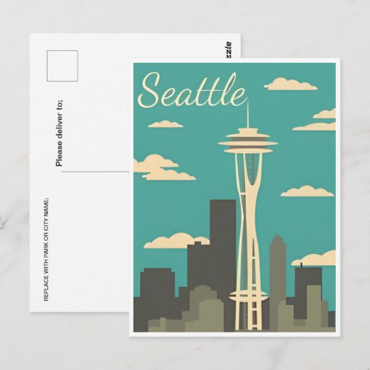Seattle Washington Vintage Travel America Briefkaart (Voorkant / Achterkant)