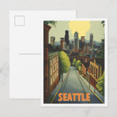 Seattle Washington Vintage Travel Illustratie Briefkaart (Voorkant / Achterkant)