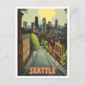 Seattle Washington Vintage Travel Illustratie Briefkaart (Voorkant)