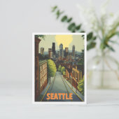 Seattle Washington Vintage Travel Illustratie Briefkaart (Staand voorkant)