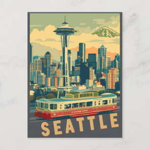 Seattle, Washington Vintage Uitnodiging Briefkaart