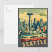 Seattle, Washington Vintage Uitnodiging Briefkaart (Voorkant / Achterkant)