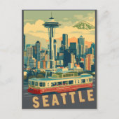 Seattle, Washington Vintage Uitnodiging Briefkaart (Voorkant)