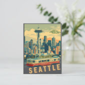 Seattle, Washington Vintage Uitnodiging Briefkaart (Staand voorkant)