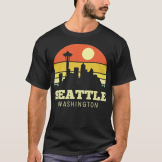 Seattle Washington Vintage Zonsondergang T-shirt