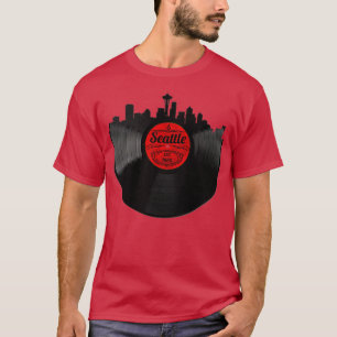 Seattle Washington Vinyl Record Skyline de T-shirt