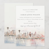 Seattle Washington Watercolor Bruiloftsshower Kaart (Voorkant / Achterkant)