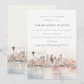 Seattle Washington Watercolor Landscape Birthday Kaart (Voorkant / Achterkant)