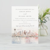 Seattle Washington Watercolor Landscape Engagement Kaart (Staand voorkant)