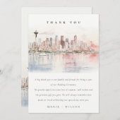 Seattle, Washington Watercolor Landscape Wedding Bedankkaart (Voorkant / Achterkant)