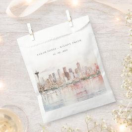 Seattle, Washington Watercolor Landscape Wedding Bedankzakje
