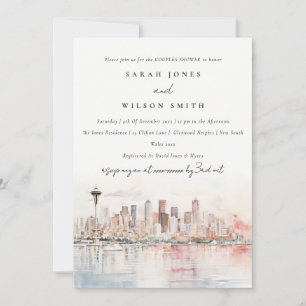 Seattle Washington Watercolor Landschap Koppels Br Kaart
