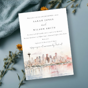 Seattle Washington Watercolor Landschap Koppels Br Kaart