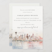 Seattle Washington Watercolor Scape Baby Shower Kaart (Voorkant / Achterkant)
