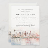 Seattle Washington Watercolor Scape Bridal Shower Kaart (Voorkant / Achterkant)