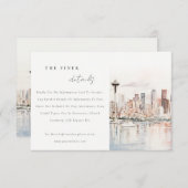 Seattle Washington Watercolor Scape Wedding Detail Informatiekaartje (Voorkant / Achterkant)