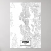 Seattle, Washington (zwart op wit) Poster (Voorkant)