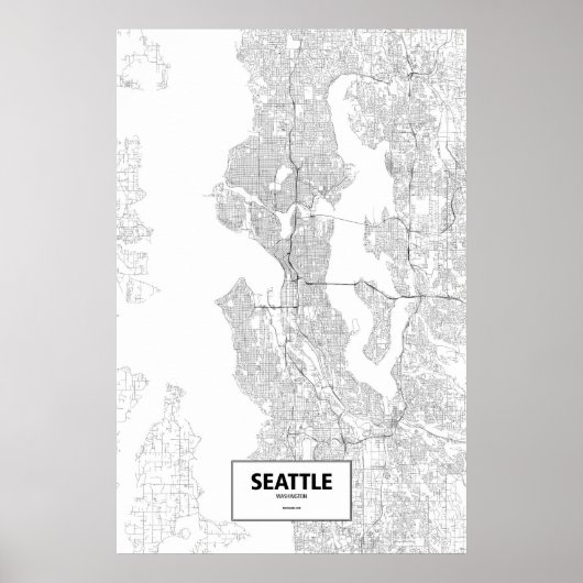 Seattle, Washington (zwart op wit) Poster (Voorkant)