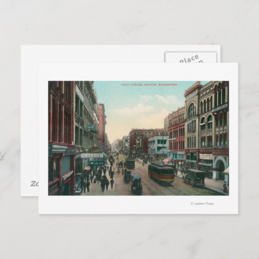 Seattle, WashingtonAerial Uitzicht van First Avenu Briefkaart (Voorkant / Achterkant)