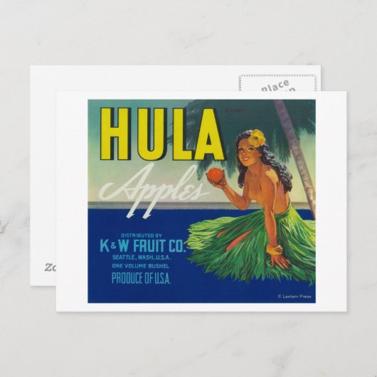 Seattle, WashingtonHula Apple Label Briefkaart (Voorkant / Achterkant)