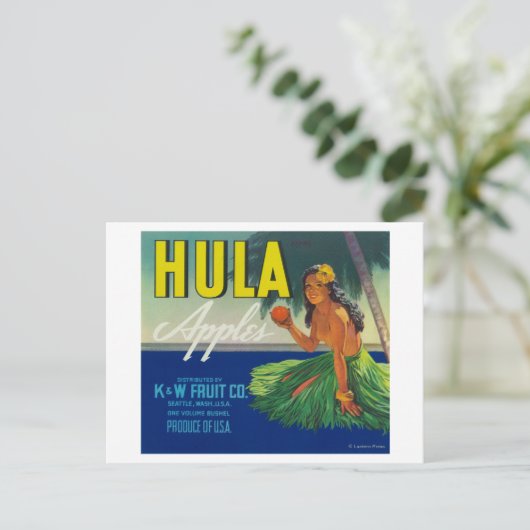 Seattle, WashingtonHula Apple Label Briefkaart (Staand voorkant)
