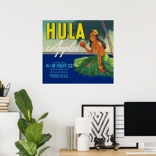 Seattle, WashingtonHula Apple Label Poster (Thuiskantoor)