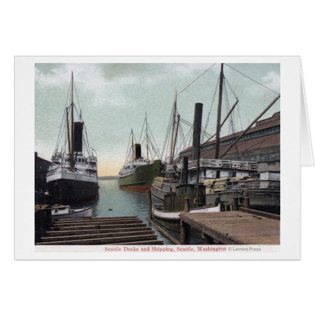 Seattle, WashingtonView of the Dock and Ships (Voorkant Horizontaal)