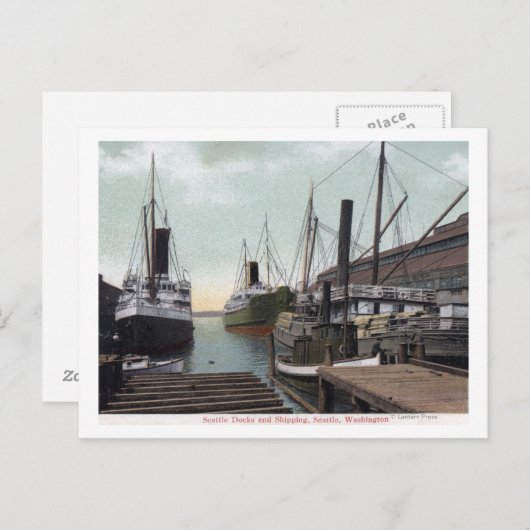 Seattle, WashingtonView of the Dock and Ships Briefkaart (Voorkant / Achterkant)