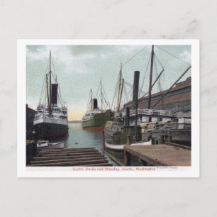 Seattle, WashingtonView of the Dock and Ships Briefkaart