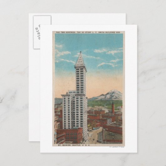 Seattle, WASmith Tower Uitzicht & Mt. Rainier Briefkaart (Voorkant / Achterkant)