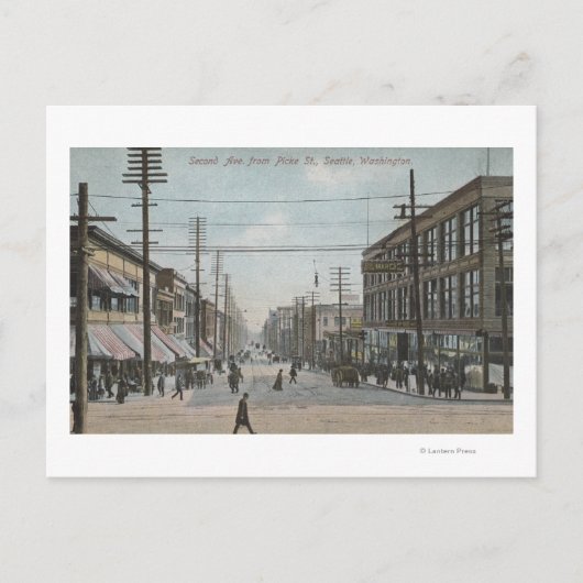 Seattle, WASTweede Avenue van Pike Street Briefkaart (Voorkant)