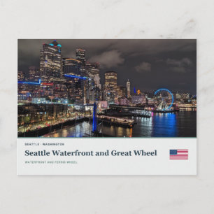 Seattle Waterfront en Reuzenrad Briefkaart